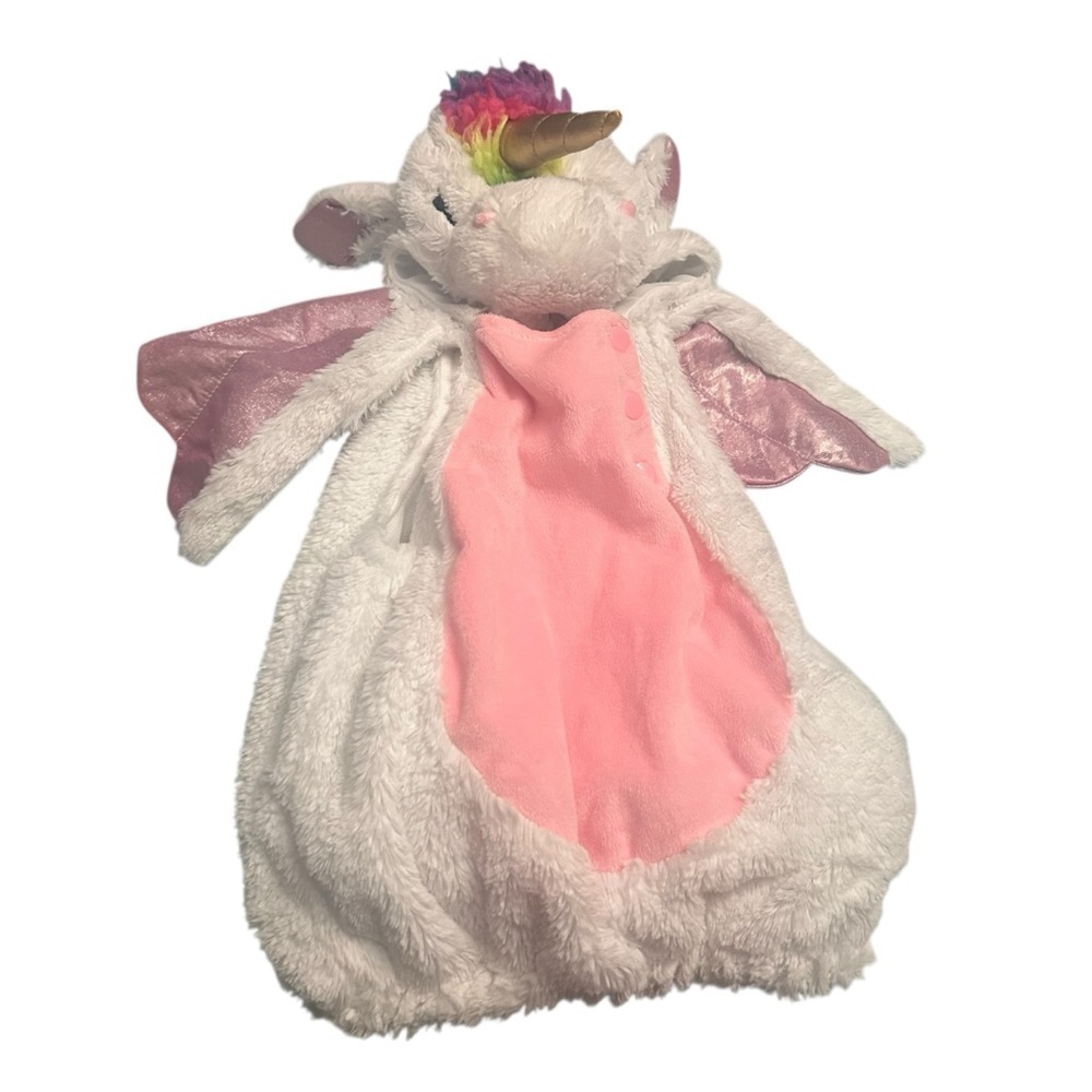 Plush Unicorn Hooded Blanket for Kids - White and Pink